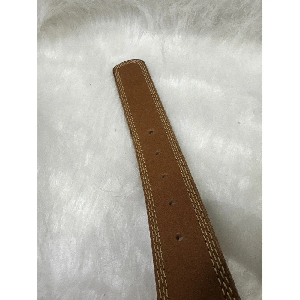 Wrangler Belt Mens Brown Leather Western Stitch Silver Buckle Casual